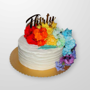 Rainbow flower themed cake