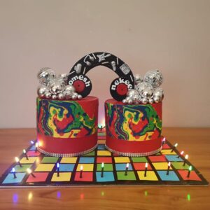 90's themed twin cake
