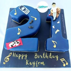 21st Navy blue and gold cake