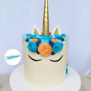 Blue Unicorn themed cake