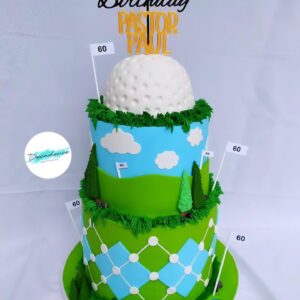 Golf themed 60th birthday themed cake