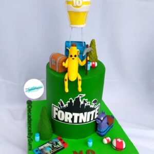 Fortnite themed cake