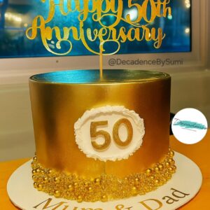 Golden 50th Anniversary cake